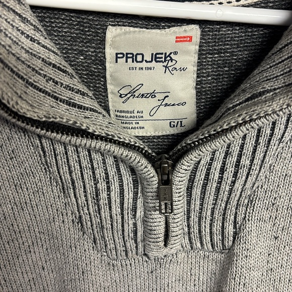 ProJek Raw Mens Pull over Zip Neck Sweater Gray Size Large - Picture 2 of 8